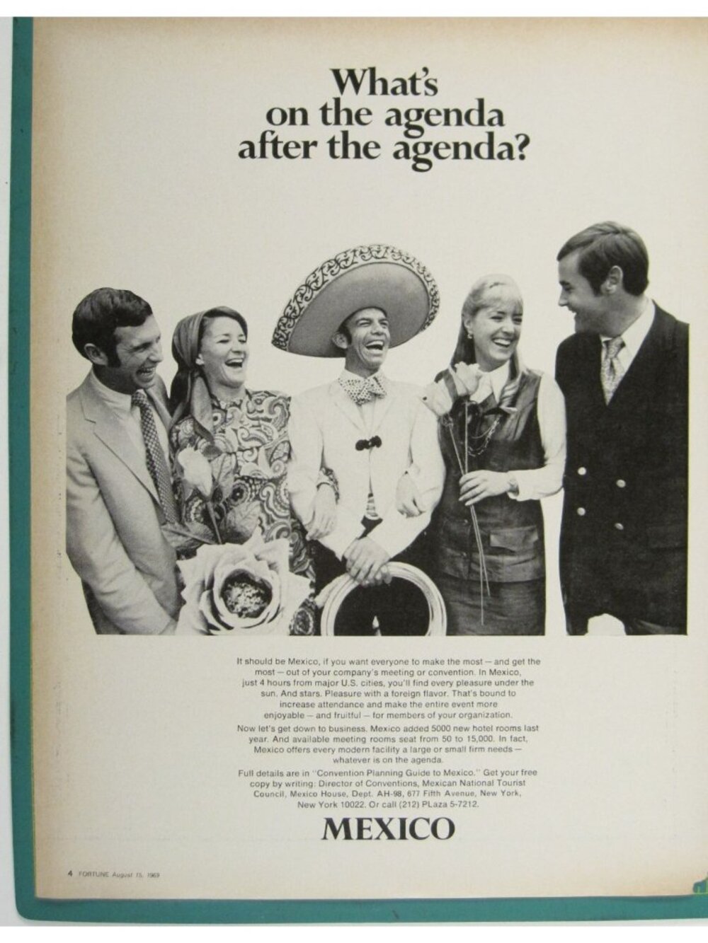 Print Ad Mexico Tourism 1969 Executive Convention Meetings Advertisement Travel